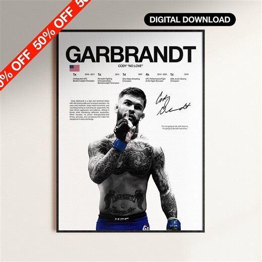 Cody Garbrandt Poster, UFC Wall Print, MMA Digital Download, Fighter Poster, Gym Poster, UFC Fan Room Decor, Gift for Him, Ufc Champion - Etsy