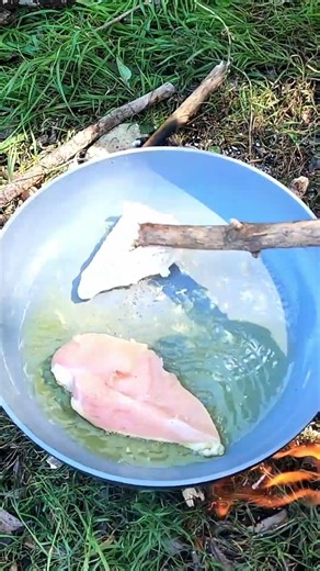 Cooking Chicken Over an Open Fire 🔥