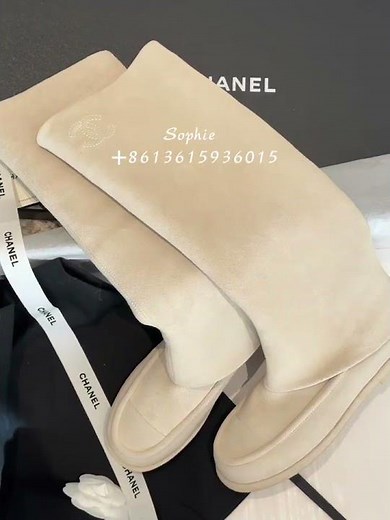 CHANEL Boots for women, Suede Black/ Beige 2025Ss Knee boots Review