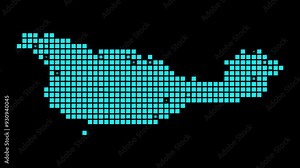 Santa Cruz Island digital map. Map of Santa Cruz Island in dotted style. Border shape filled with rectangles. Modern video.