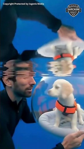 Man and Dog Swimming in the Ocean