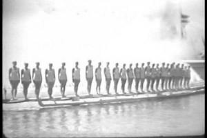 CIRCA 1930s - Synchronized swimmers put on a show at the Century of Progress International Exposition, in Chicago, Illinois, in 1934.