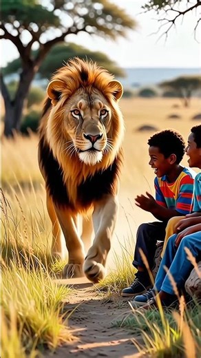 Kids Meet a Cute Lion King! 🦁✨ | Magical Funny Moment #Shorts #Kids
