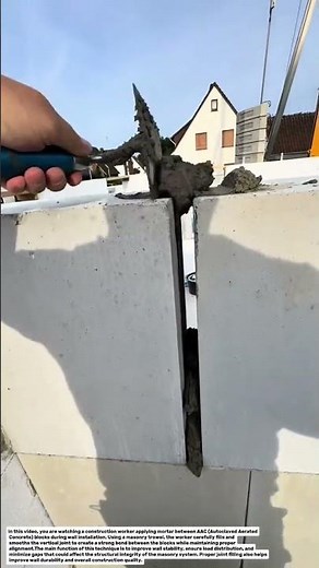 AAC Block Wall Joint Mortar Application Technique | Precision Masonry Construction Process.