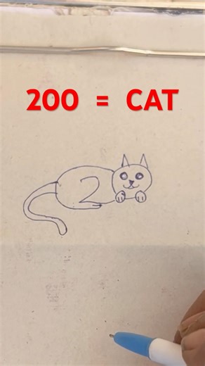 Easy Way To Draw a Cat By Number 200 #catdrawing #cat #easydrawing #meow #shortsart #shorts #drawing