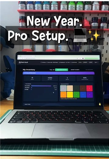 New Year Resolution: Get organized. 💻✨ You can now scan and manage your paint collection directly from your Laptop browser. No app install needed. Perfect for the 2026 reset. Try the Web App 👇 paint-vault.com #paintvault #desksetup #minipainting #organization #newyearresolution