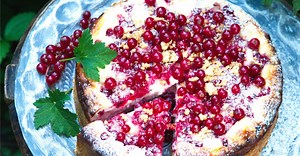 Rybízový drobenkový koláč s tvarohem