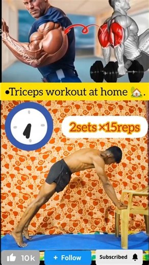 Triceps Workout at Home 🏡 | Lose Arm Fat & Build Muscle Fast 💪. #tricepsworkout .