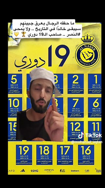 نادي النصر يسرد بطولات الدوري ال ١٩ رسميا #الهلال #النصر #الاتحاد #fyp #foryou