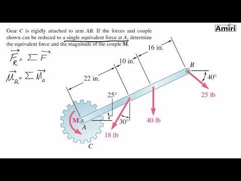 Beer Johnston Problem 3.109 Equivalent Force-Couple System