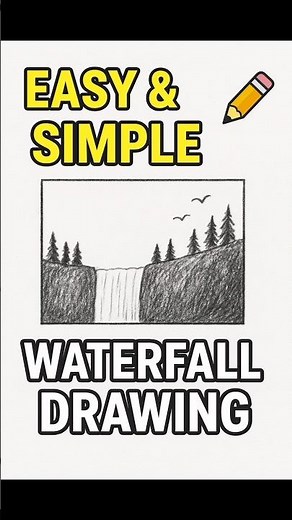 "Easy Waterfall Drawing ✏️ | Simple Pencil Sketch for Beginners#artshorts #sketch #easydrawing