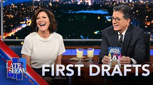 The fabulous Evie McGee Colbert helps her husband Stephen pick out the perfect holiday greeting card. | The Late Show with Stephen Colbert