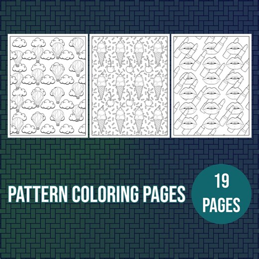 Pattern Coloring Pages, 19 Printable Coloring Sheets, PDF & Pngs - Etsy