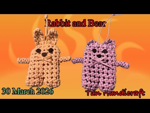 Tutorial ke 1754 - Weaving Rabbit and Bear Keychain Japanese ecocraft