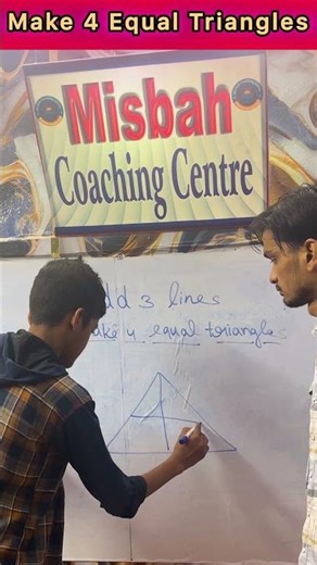 Add 3 line Make Four Equal Triangles #education #students #youtubeshorts #challenge #maths