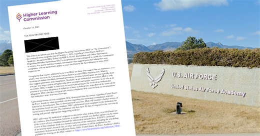 National accrediting agency gives Air Force Academy 30 days to respond to complaint