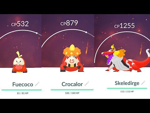 Gen 9 starter FUECOCO evolution line in pokemon go.
