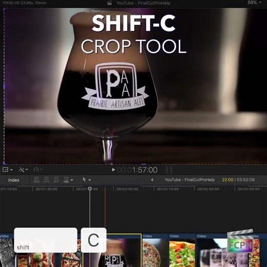 Final Cut Pro Shortcut | Shift-C | Crop Tool