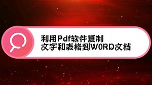 利用Pdf软件复制文字和表格到W0RD文档，并且还可以编辑