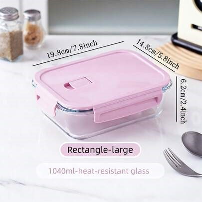 New Fashionable Thick Borosilicate Glass Airtight Lunch Box, Leak-Proof Meal Prep Container, Stackable Food Storage Box, Microwave & Refrigerator , Reusable Kitchen Household Food Storage Container | SHEIN