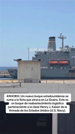 #AHORA | Un nuevo buque estadounidense se suma a la flota que atraca en La Guaira. Este es un buque de reabastecimiento logístico perteneciente a la clase Henry J. Kaiser de la Armada de los Estados Unidos (U.S. Navy). #venezuela #estadosunidos🇺🇸 #estadosunidos #buke