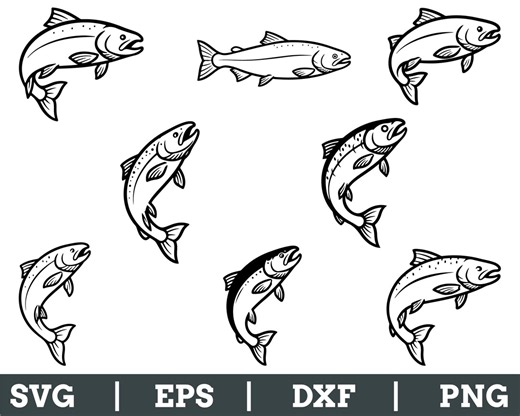 Salmon Fish Svg, Dxf, Png - Etsy