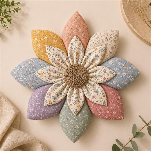 Quilted Fabric Flower Sewing Pattern PDF, Fabric Flower Template, DIY Flower Tutorial, Floral Wall Hanging Pattern, Beginner Sewing Project - Etsy
