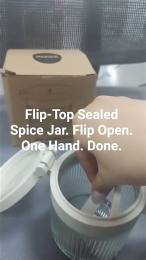 Flip-Top Sealed Spice Jar. Flip Open. One Hand. Done.
