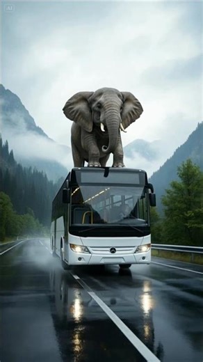 Baby Elephant Heroically Saves Bus Passengers in Near Accident #ai #elephant