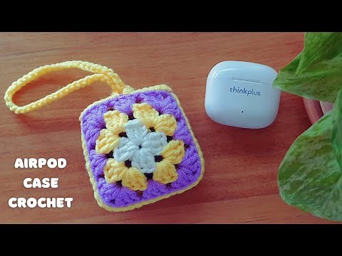 Airpod Case Crochet a Granny Square Step by Step Easy for Beginners | Vivi Berry Granny Square