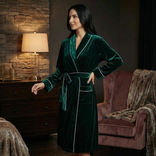 Velvet Silk Nightgown Robe for Women, Mulberry Silk Long Wrap Sleepwear With Belt - Etsy