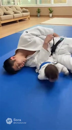 뒹굴뒹굴 유도 부녀 / Rolling Judo Duo / #유도놀이 #아빠육아 #1살딸 #도복시리즈 #Sora2