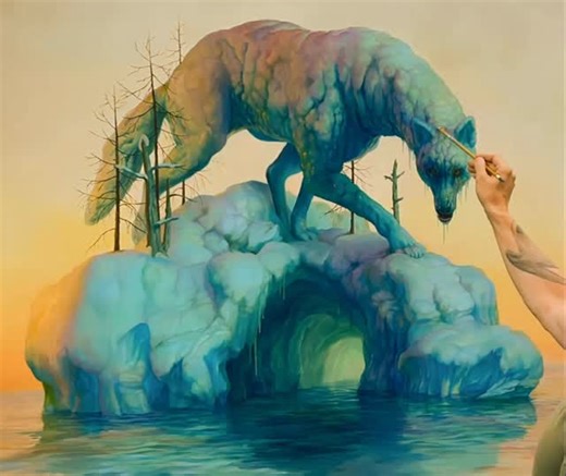 Martin A Wittfooth | A longer peek at the painting process of a new painting, “Aspect of Winter” in a quadryptich of the four seasons. It is headed to my solo... | Instagram