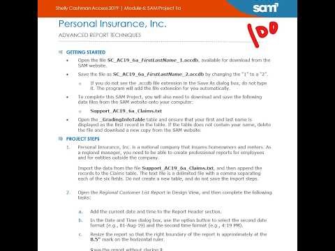 Shelly Cashman Access 2019 | Module 6: SAM Project 1a