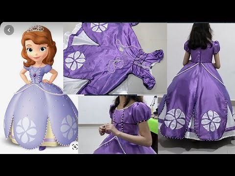 Princess Sofia's costume tutorial || princess Sofia dress for 9 year girl cutting and stitching