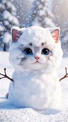 Fluffy Snowball Kitten ❄️ | Magical Winter Cat Transformation | Cute 3D Animation