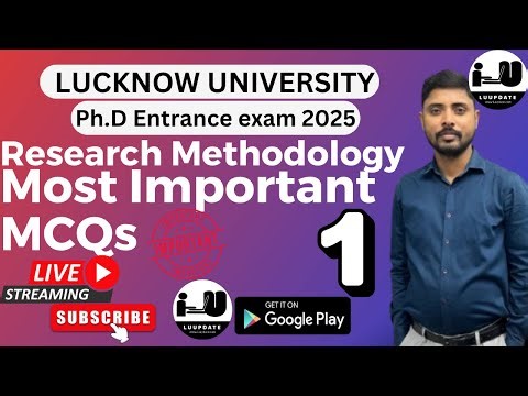 Research Methodology MCQs|PhD Entrance Exam at Lucknow University 2025 || Most Important MCQs #1
