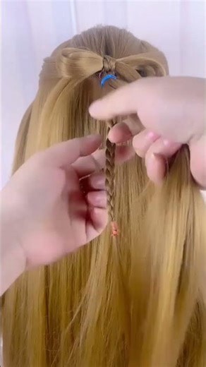 Trending Ribbon Bow Hairstyle ✨ Step-by-Step Tutorial💖#hairstyle #trending #shortsfeed