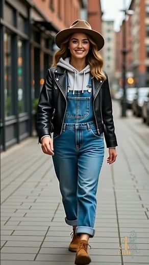 5 Playful Denim Overalls + Hoodie/Turtleneck Layers ♡ All AI-generated visuals #AICreated