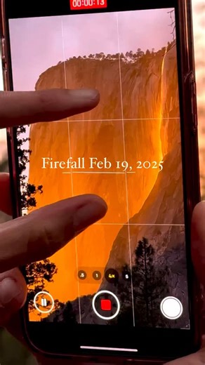 Mallika 🥾🎒📸 on Instagram: "Yosemite's Firefall is a natural phenomenon that occurs in mid to late February when the setting sun illuminates Horsetail Fall, making it appear to glow like a firefall. Viewing is weather-dependent, and while the exact dates vary, peak viewing is expected from approximately February 14 to 28, 2026. This is a natural phenomenon that is dependent on many weather factors. I highly recommend booking at least two nights in the park. Specifically Yosemite Lodge. This gi