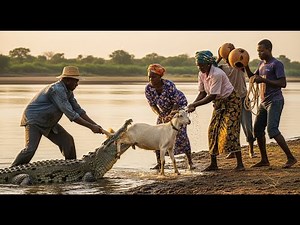 Huge Crocodile Attacks Goat in African River — Villagers Risk Their Lives to Save It!