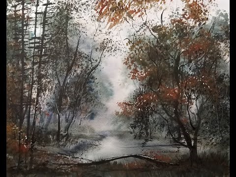 Beginner Fast and Loose Watercolor Landscape Tutorial 231: Mixing With Phthalo Blue!