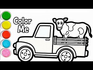 Drawing and Coloring a Cow on Truck | Easy Animals Drawing