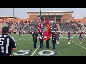 Allen MCJROTC Colorguard Presenting Colors at Football Game 2021