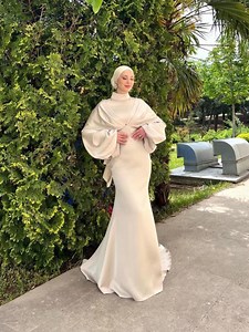 Nikkah Dress,modest Prom Dress,bridal Abaya, Hijab Dress,prom Dress,evening Dress, Engagement Dress,long Sleeve Dress,satin White Abaya - Etsy