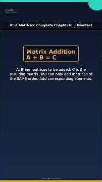 ICSE Matrices: Complete Chapter in 3 Minutes! | Mathematics