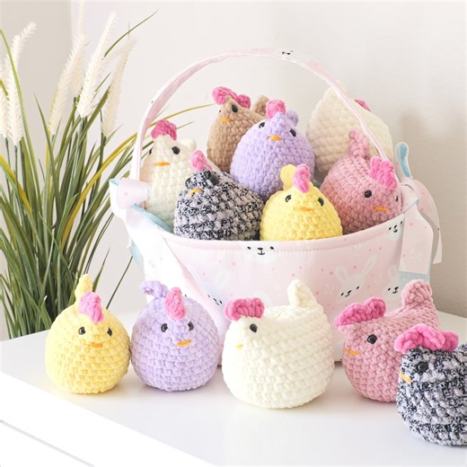 Crochet Chicken Plush and Crochet Eggs Easter Basket Stuffies - Etsy