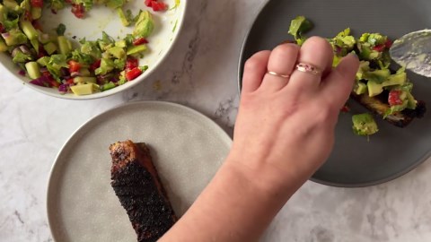 Blackened Halibut With Mango-Avocado Relish Recipe