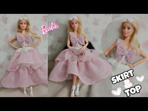 DIY Barbie Skirt & Top 👗✨ Easy Doll Dress Tutorial | Handmade Doll Fashion