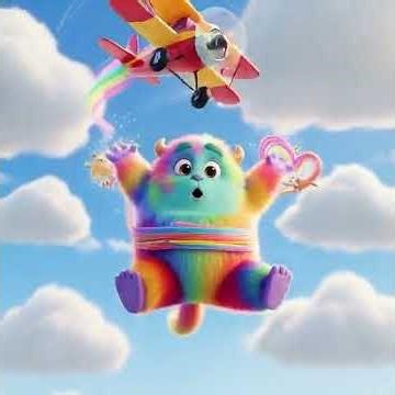 Colorful fluffy flying